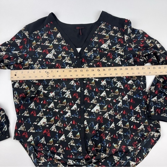 Sofia Button Up Blouse Womens XL Black Geometric - Picture 6 of 9